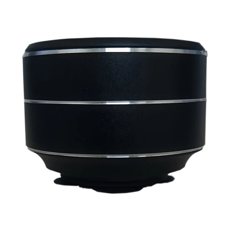 Black and silver cylindrical object on a white background