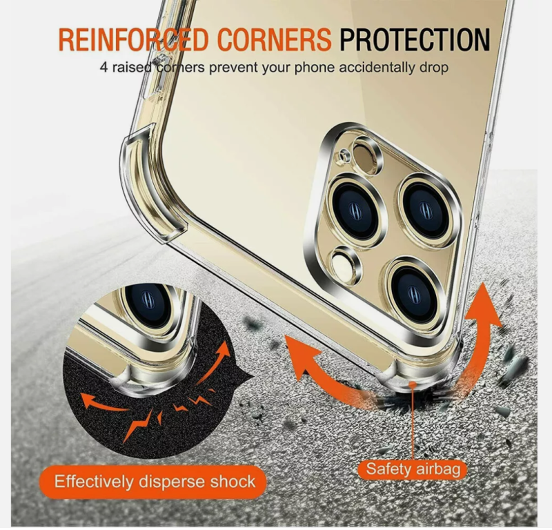 Crystal Clear Shockproof Transparent Case for iPhone 11–16 Series (Pro, Pro Max, Plus & Standard Models)