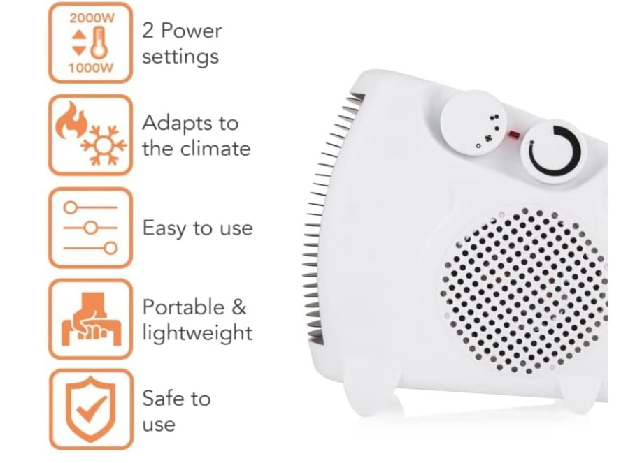 Smartly UK™ Portable Electric Fan Heater — Dual Heat + Cool Air Function