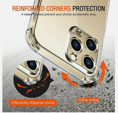 Crystal Clear Shockproof Transparent Case for iPhone 11–16 Series (Pro, Pro Max, Plus & Standard Models)