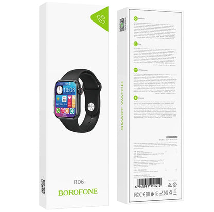 BOROFONE smartwatch packaging with front and back views on a white background